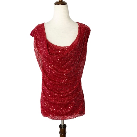 NWT ANN TAYLOR Sequin Drape Neck Top - Picture 1 of 6